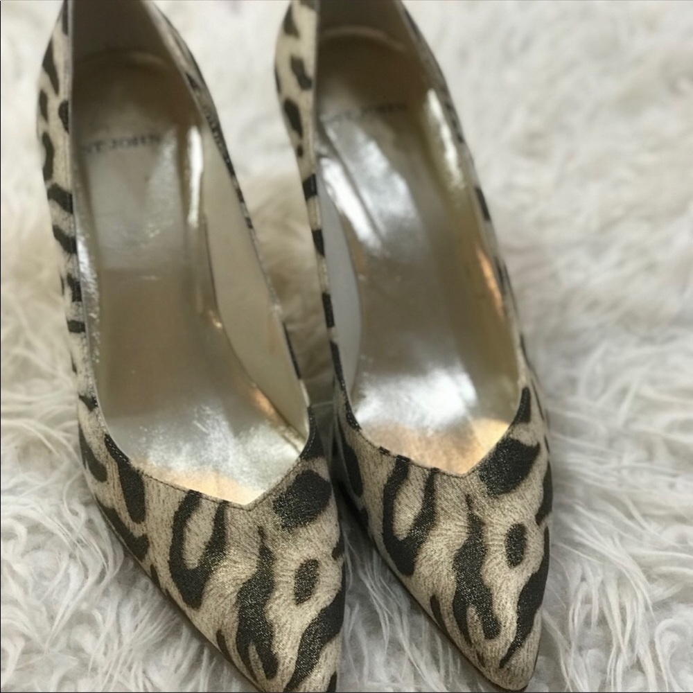 St. John animal print gold heels
